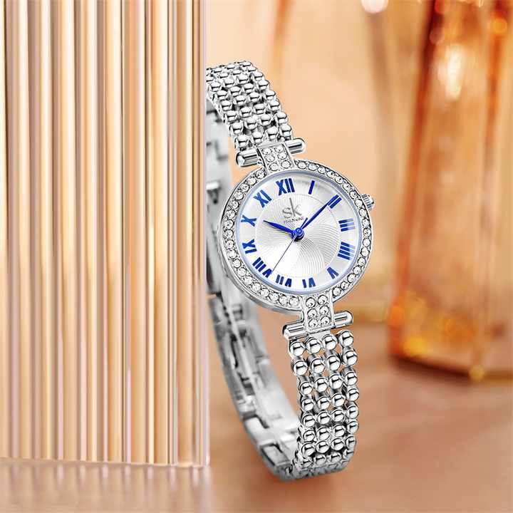 Đồng Hồ Nữ Dây Kim Loại Đính Đá Sang Trọng
