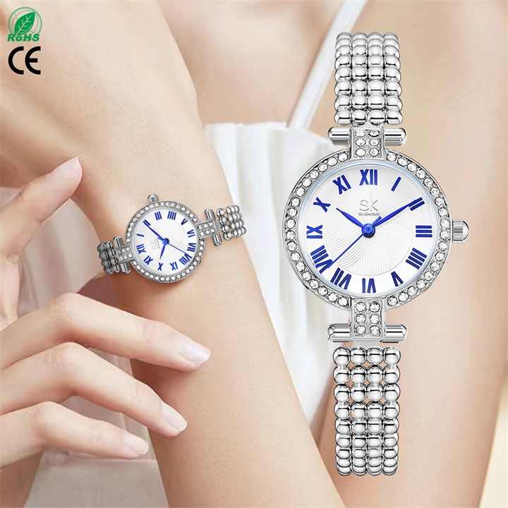 Đồng Hồ Nữ Dây Kim Loại Đính Đá Sang Trọng
