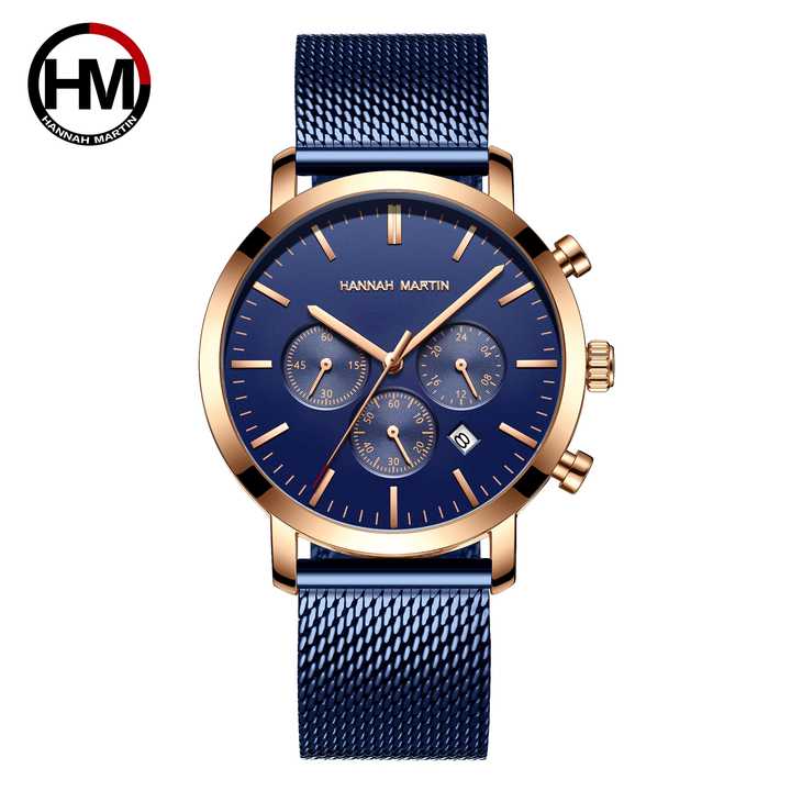 Đồng hồ nam dây lưới xanh thời thượng