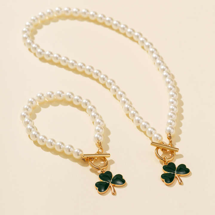Bộ vòng cổ vòng tay hình 3 lá