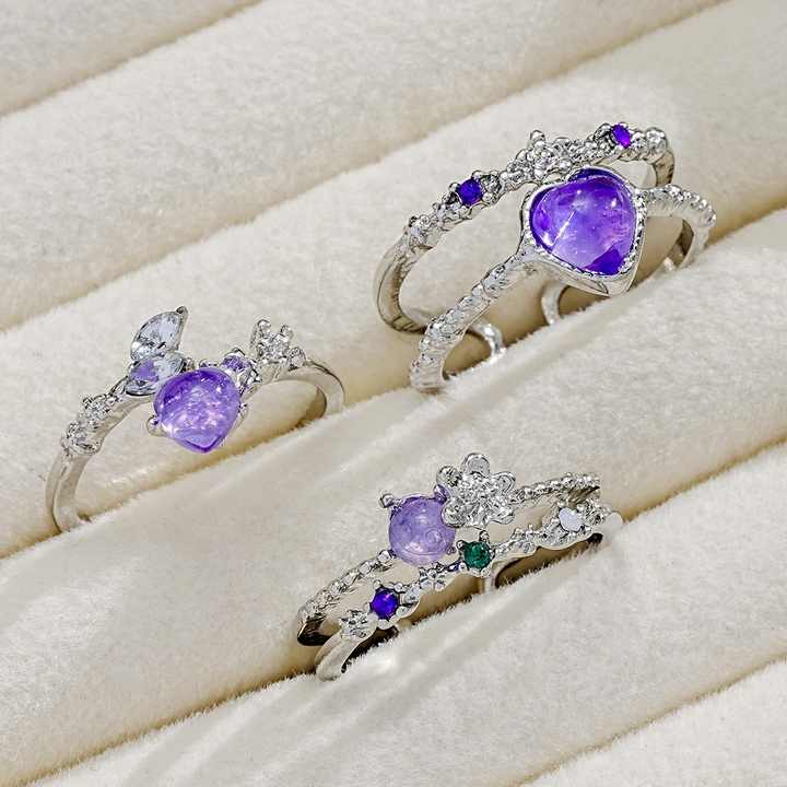 Bộ nhẫn Amethyst Heart