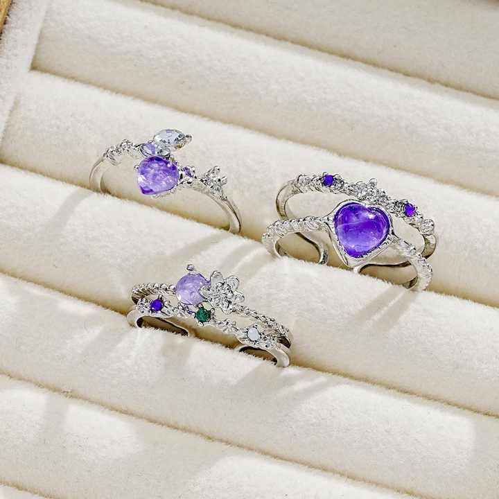 Bộ nhẫn Amethyst Heart