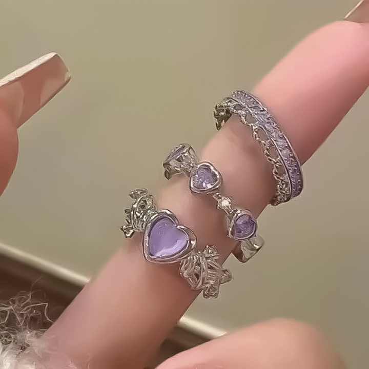Bộ nhẫn Amethyst Heart